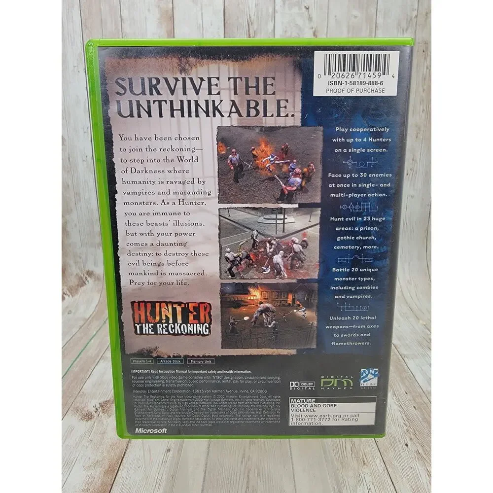 Hunter: The Reckoning (Microsoft Xbox, 2002) Complete CIB Tested